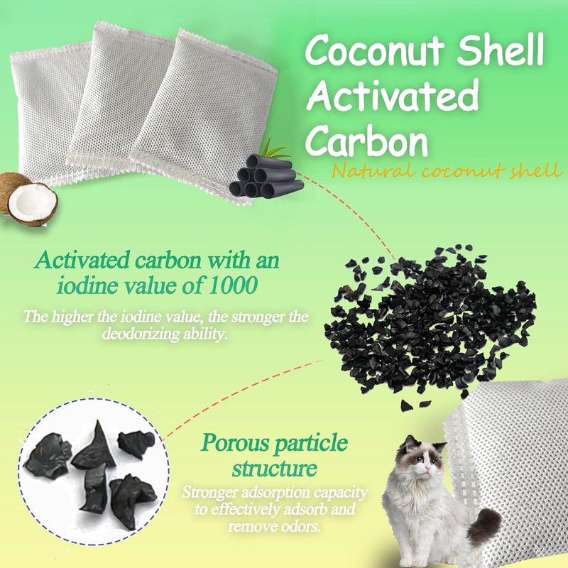 PurifyLogix Activated Charcoal Odor Absorber Bags Compatible with OKSOTY Stainless Steel Cat Litter Box, Natural Coconut shell Charcoal Bags, Absorb Odors/Control Damp from Pets/Keep Home Fresh（6PCS） - Image 3